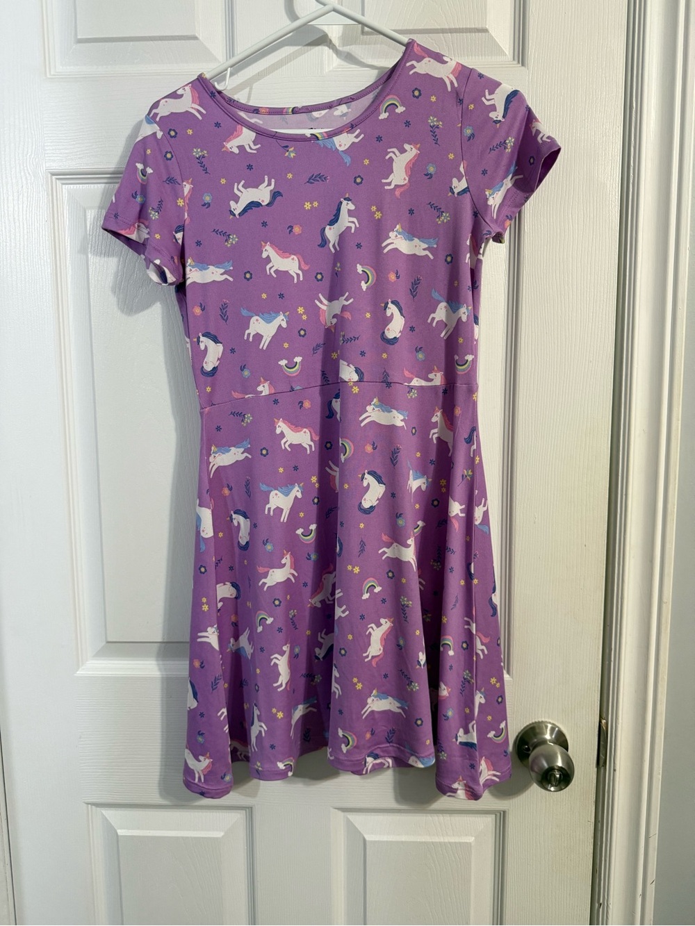 Purple Unicorn Print Skater Dress